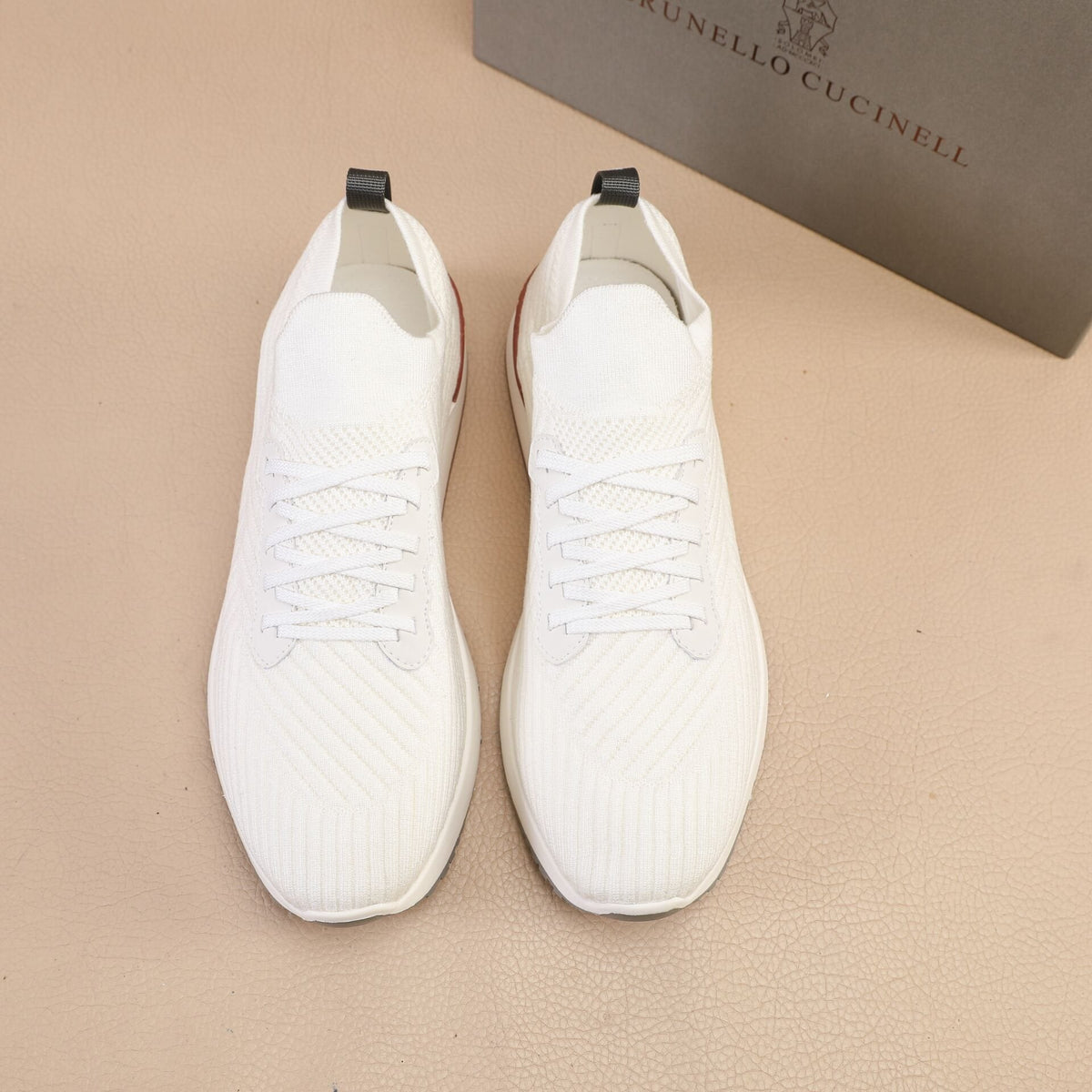 Brunello Cucinelli White Knit Sneakers — hero