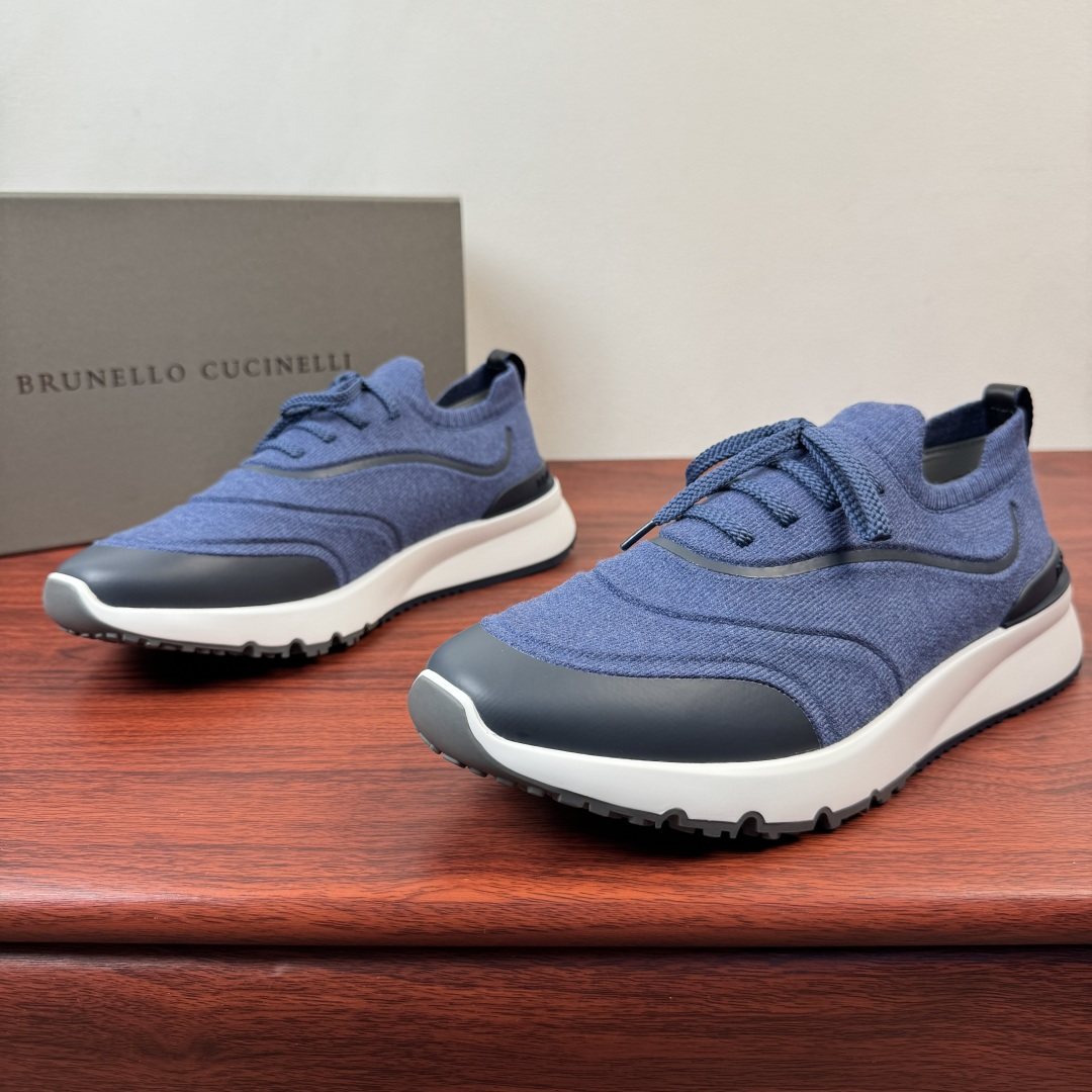 Brunello Cucinelli Light Green Knit Sneakers — front