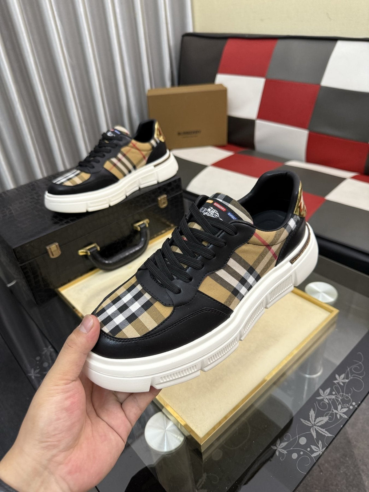Burberry Plaid Panel Sneakers — model