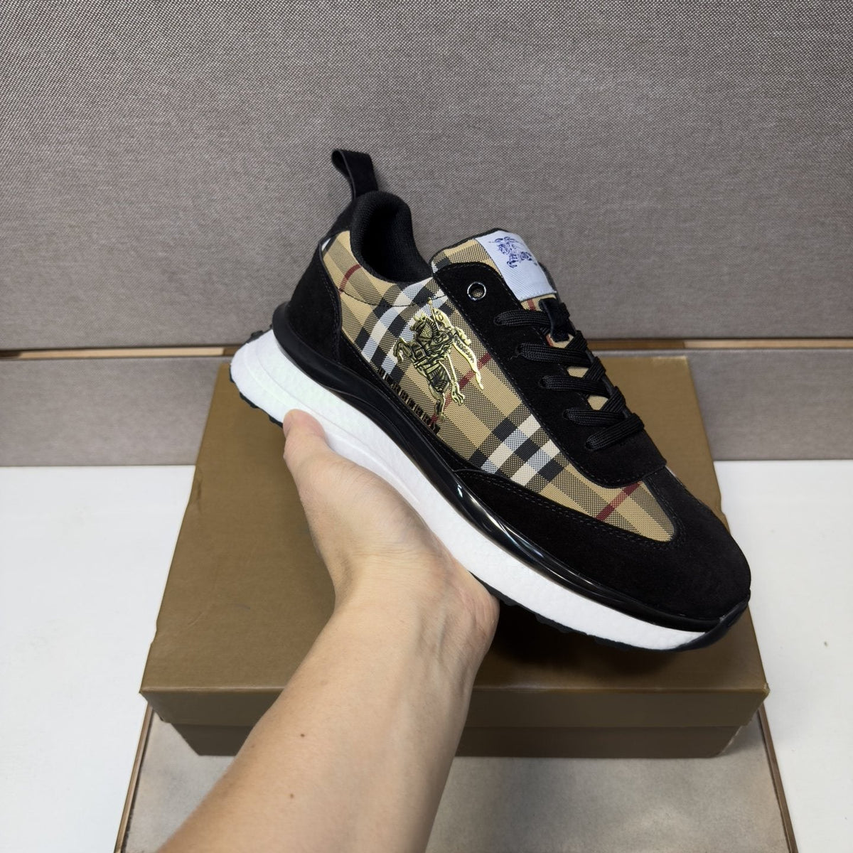 Burberry Plaid Panel Sneakers — model