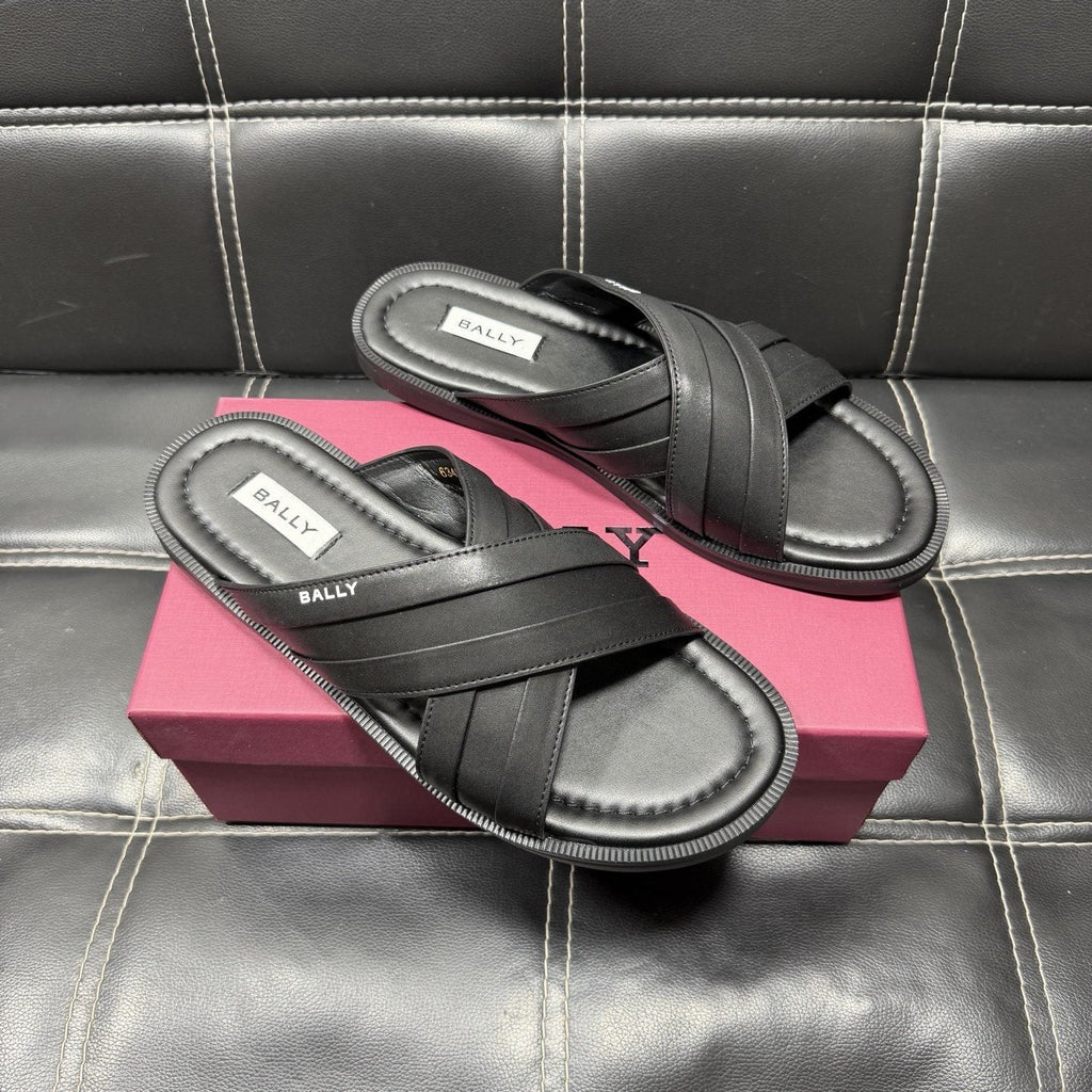 Bally Cross-Strap Slide Sandals — front