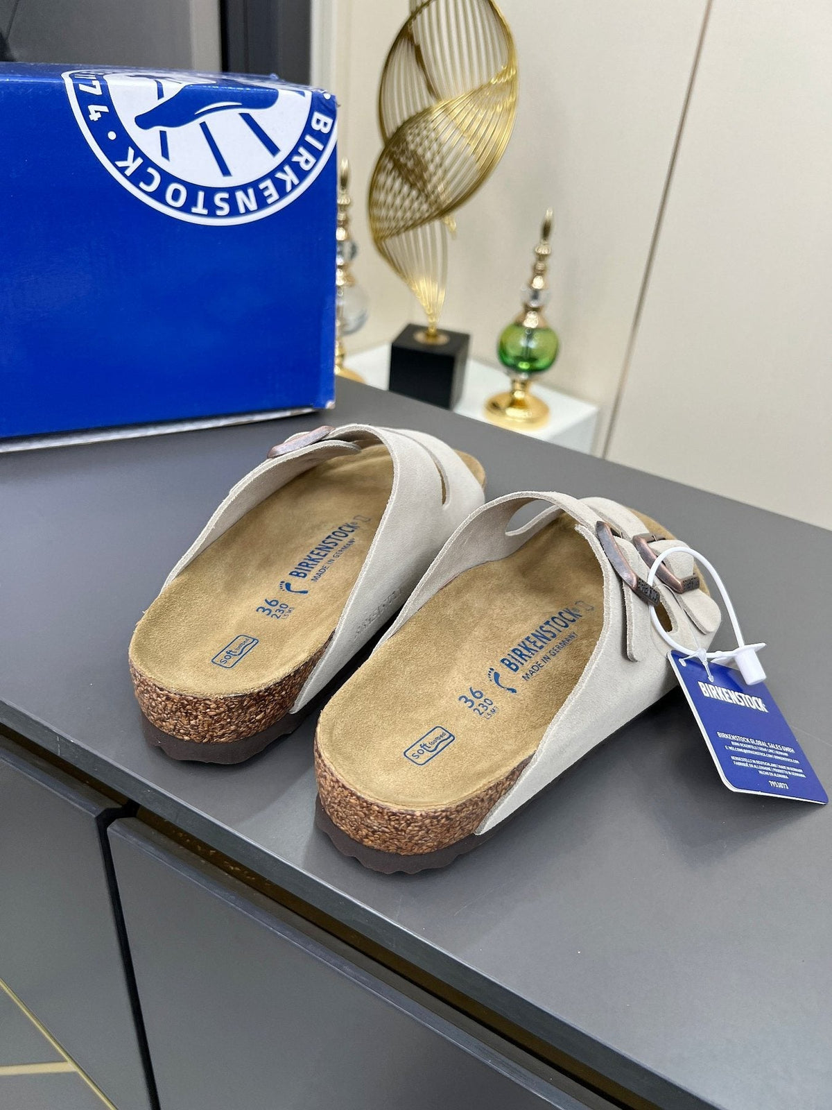 Birkenstock Two-Strap Buckle Slide Sandals — front