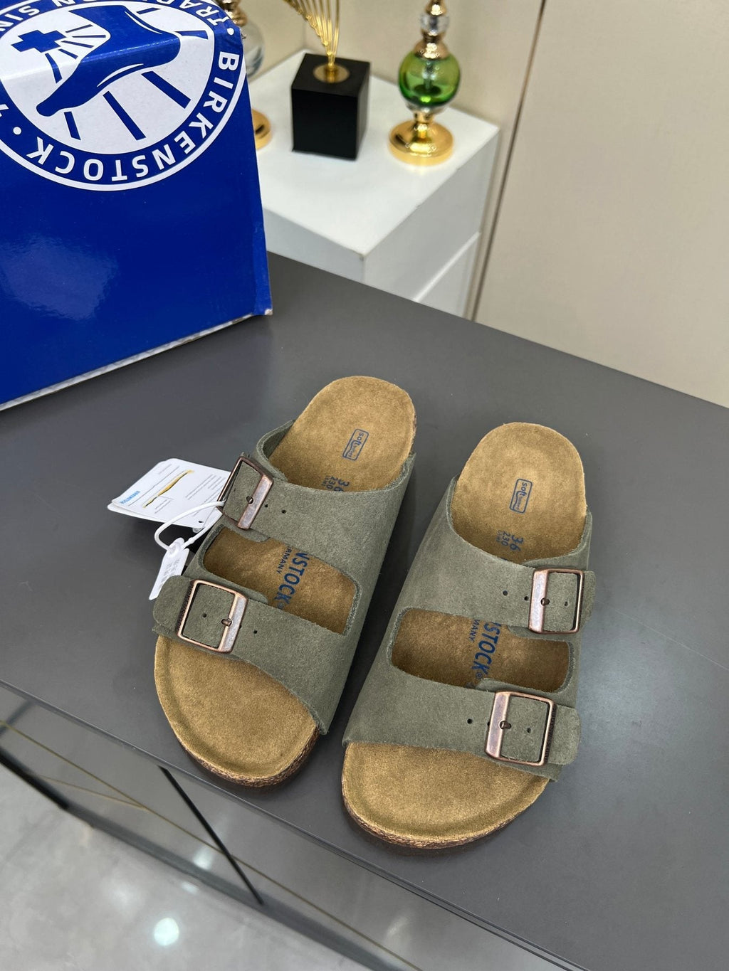 Birkenstock Two-Strap Buckle Slide Sandals — front